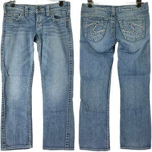 Silver Jeans Womens Size 27 Frances Capri Medium Wash Thick Stitch Stretch